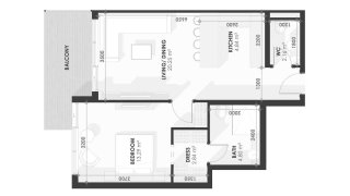 Планировка квартиры 1 спальня в ЖК Amazonia № 11030