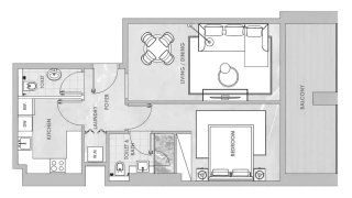 Apartment floor plan, 1 bedroom in Amazonia No. 11032
