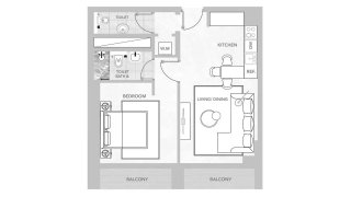 Apartment floor plan, 1 bedroom in Amazonia No. 11024
